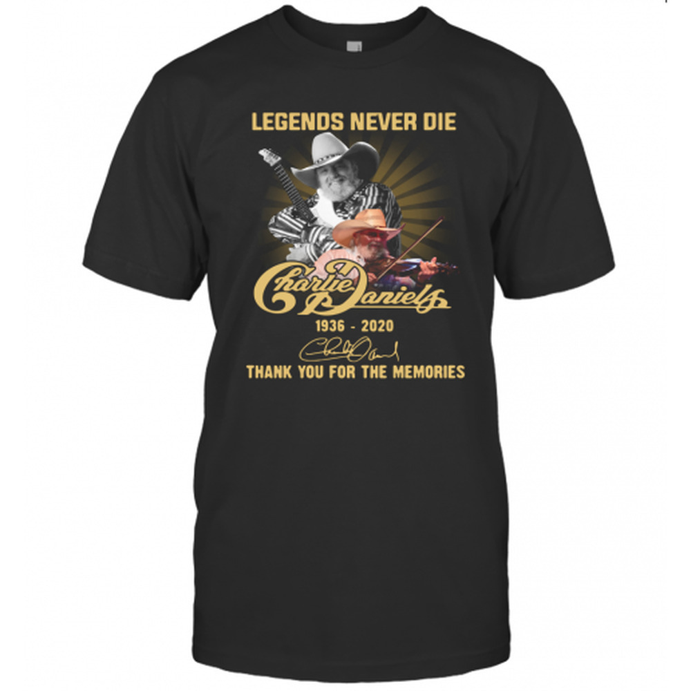 Legends Never Die Charlie Daniels Thank You For The Memories Signature T-Shirt